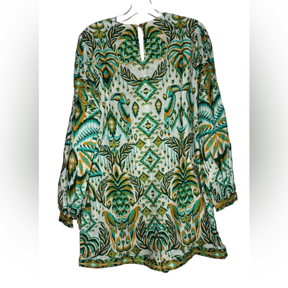 Farm Rio Tropical Tapestry Boho Linen Resort Romper size M NWT - Picture 3 of 7